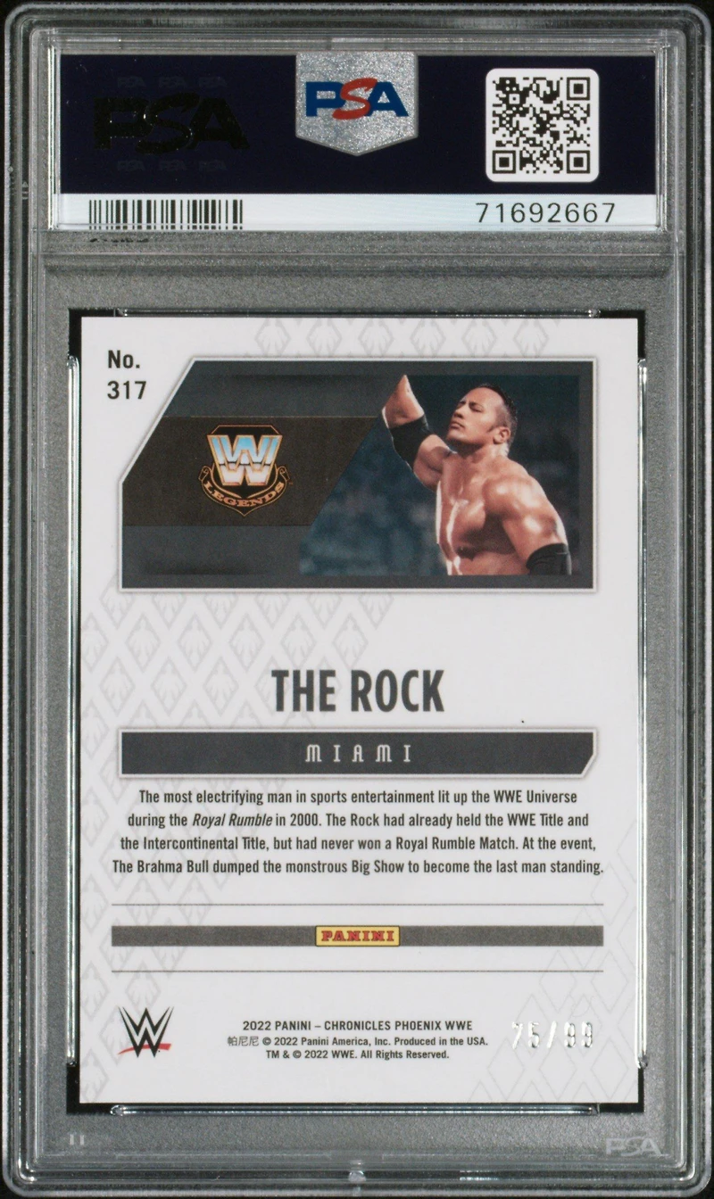 2022 Panini Chronicles Wwe 317 The Rock Blue PSA 10