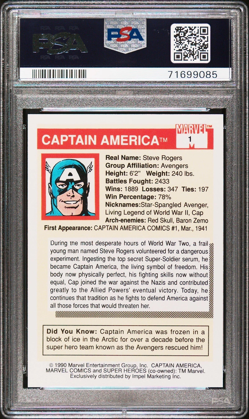 1990 Marvel Universe Captain America PSA 10