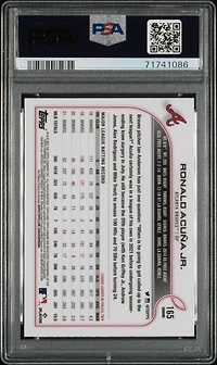 2022 Topps Chrome 165 Ronald Acuna Jr. Black & White Mini Diamond Refractor PSA 10