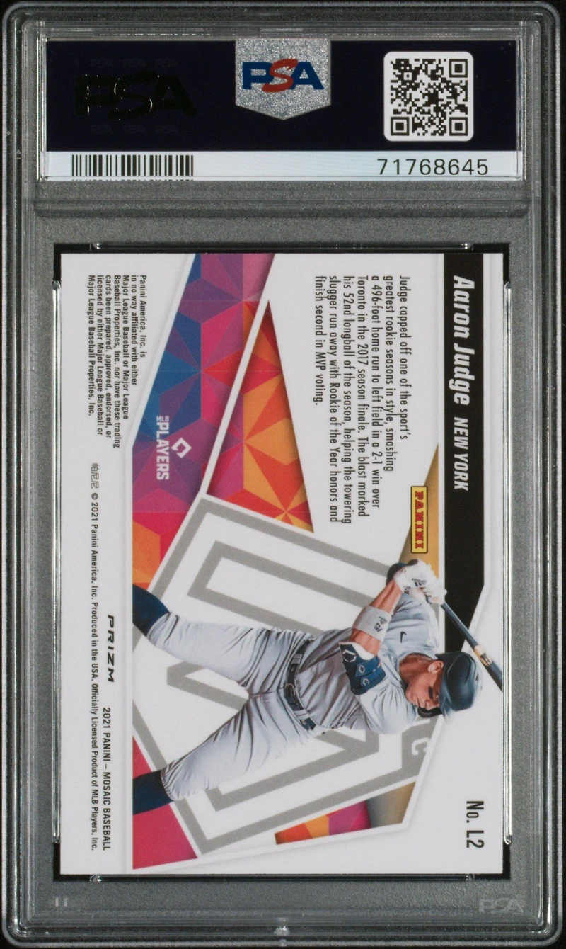 2021 Panini Mosaic Launched L2 Aaron Judge Mosaic PSA 10