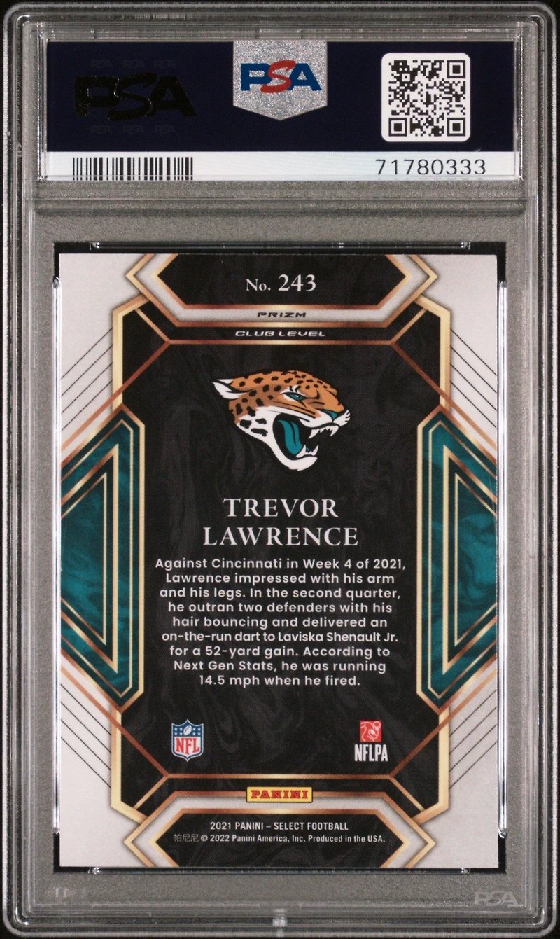 2021 Panini Select 243 Trevor Lawrence Silver Prizm PSA 9