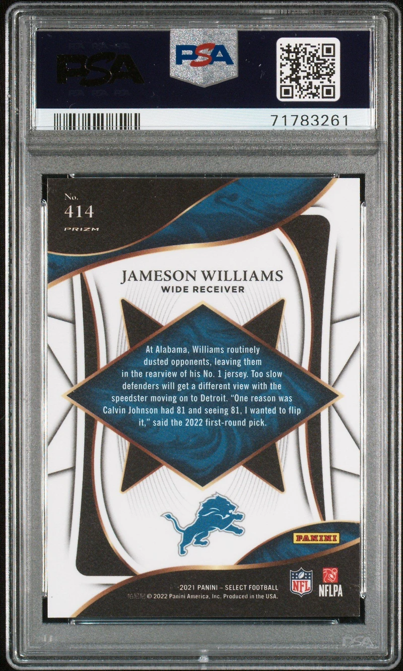 2021 Panini Select 414 Jameson Williams PSA 9