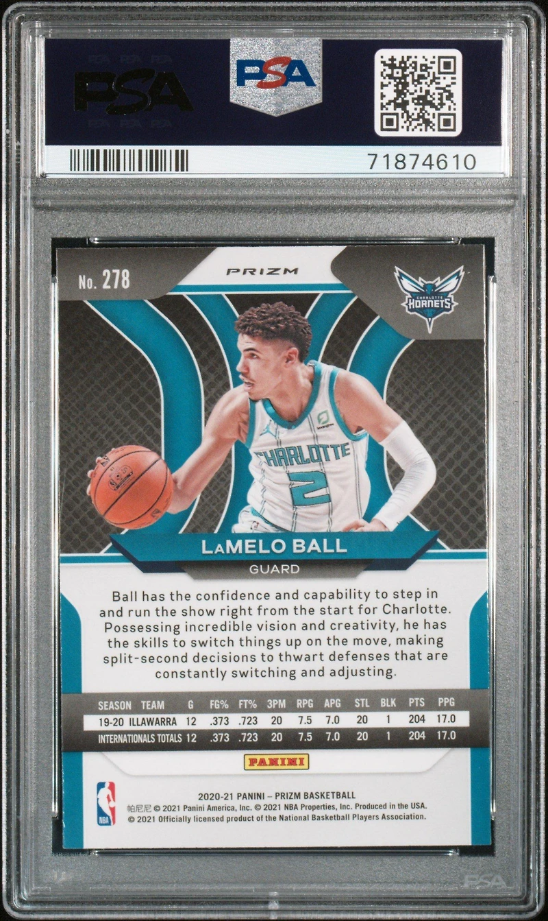 2020 Panini Prizm 278 Lamelo Ball Blue Wave Prizm PSA