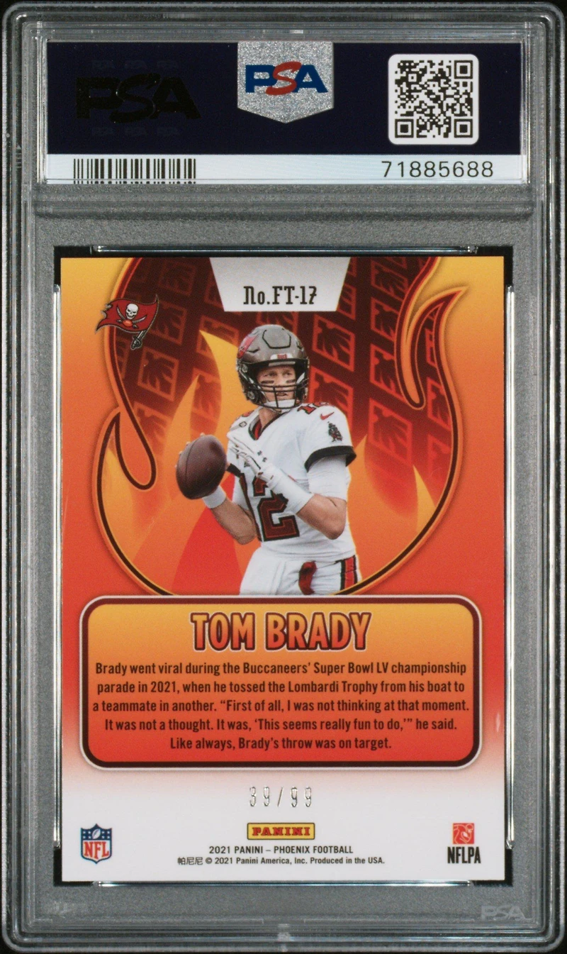 2021 Panini Phoenix Flame Throwers Ft-17 Tom Brady PSA 9