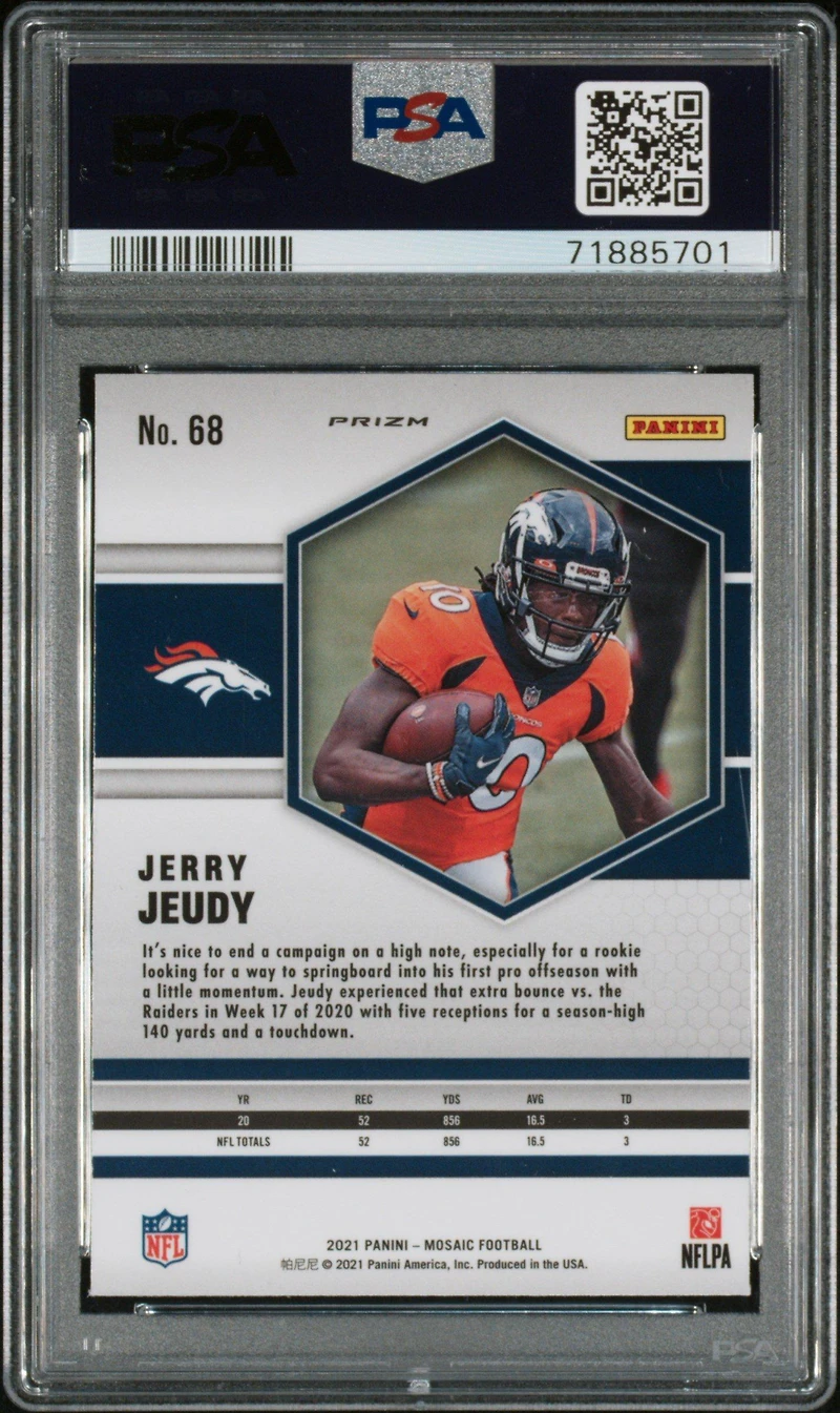 2021 Panini Mosaic 68 Jerry Jeudy PSA 9