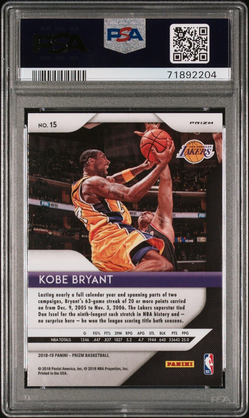 2018 Panini Prizm 15 Kobe Bryant Ruby Wave PSA 10