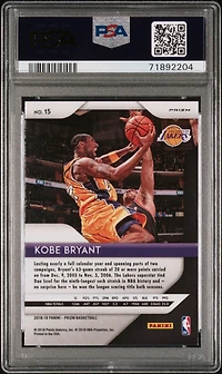 2018 Panini Prizm 15 Kobe Bryant Ruby Wave PSA 10