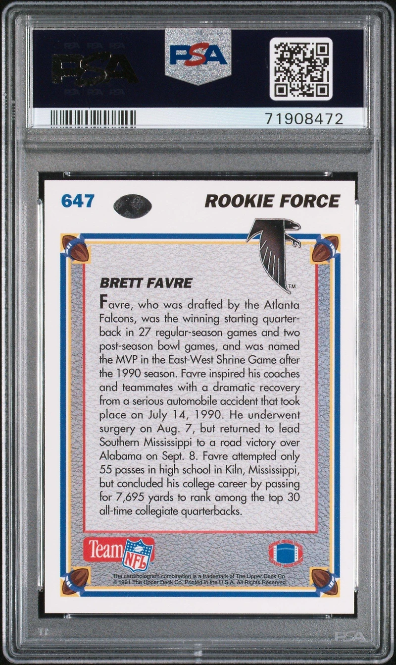 1991 Upper Deck 647 Brett Favre PSA 10