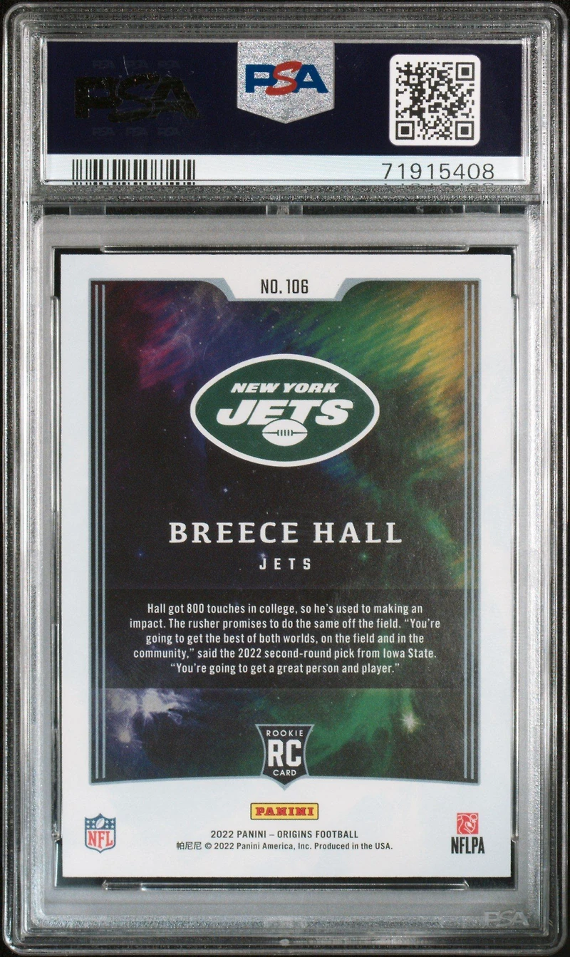 2022 Panini Origins 106 Breece Hall PSA 9