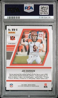 2021 Panini Mosaic Will To Win Ww8 Joe Burrow Green Mosaic PSA 10