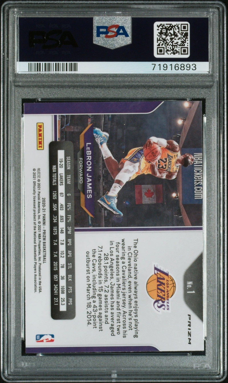 2020 Panini Prizm 1 Lebron James Green Prizm PSA