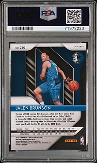 2018 Panini Prizm 250 Jalen Brunson Purple Wave PSA 9