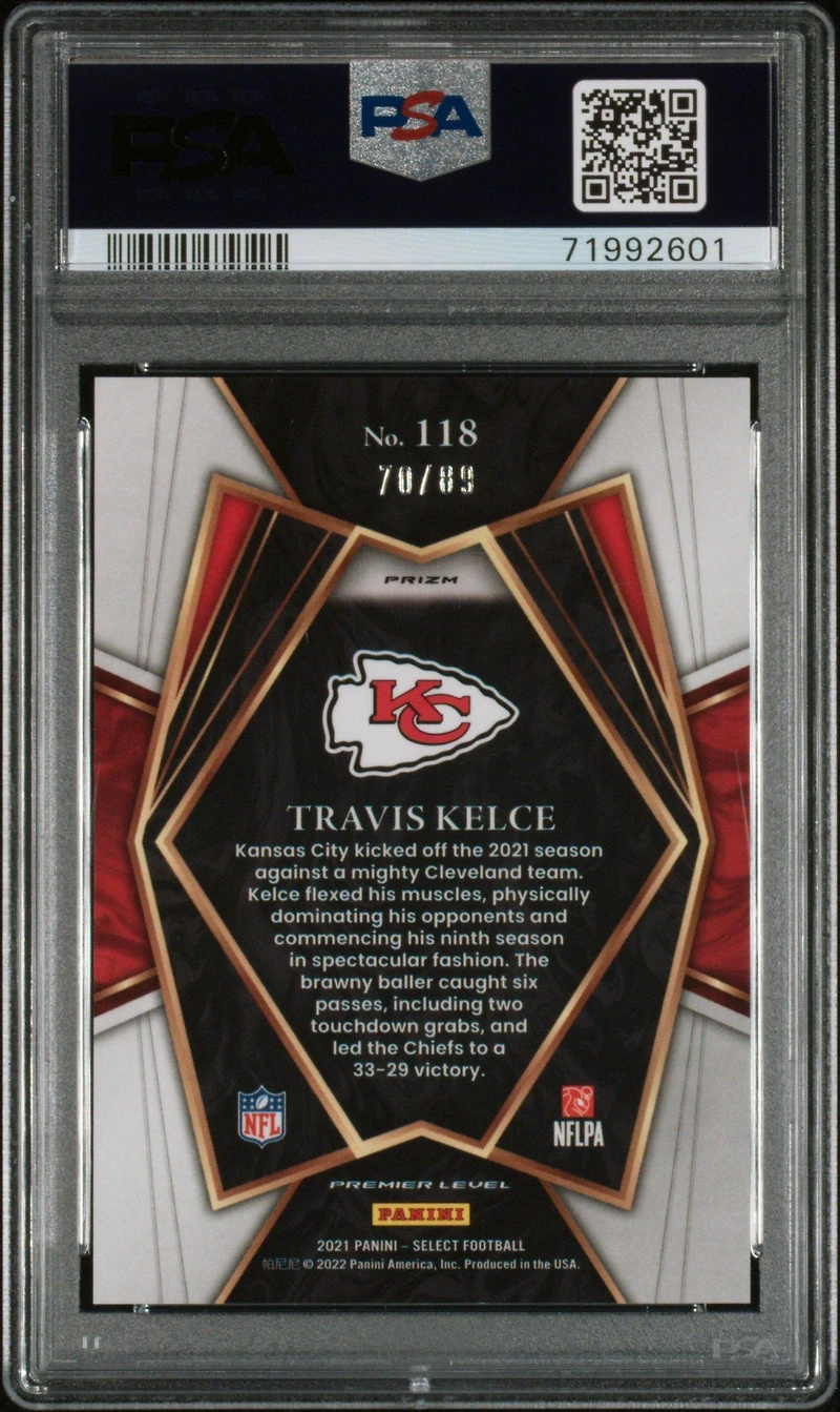 2021 Panini Select 118 Travis Kelce Dragon Scale PSA 10