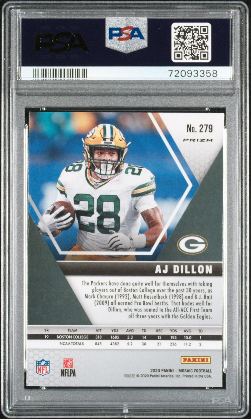 2020 Panini Mosaic 279 Aj Dillon Silver Prizm PSA 10