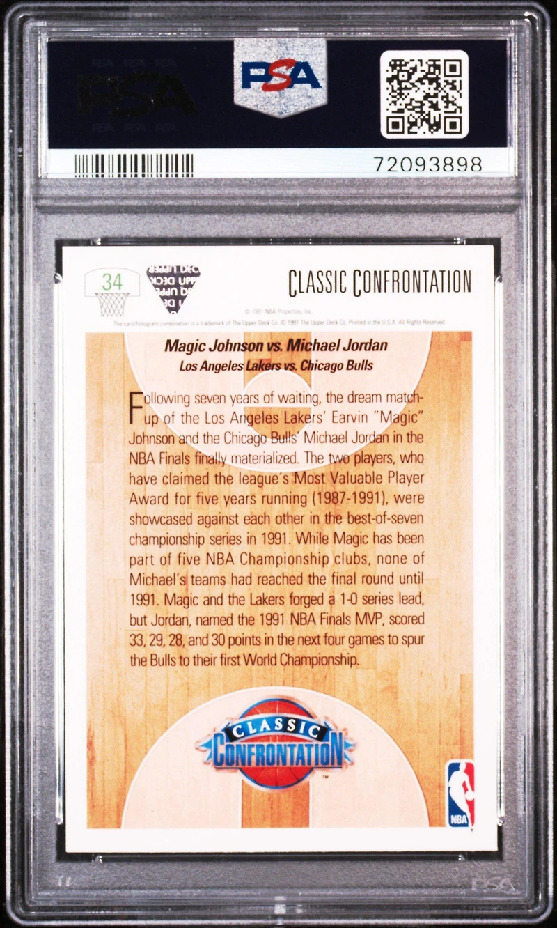 1991 Upper Deck 34 Magic Vs. Jordan PSA 8