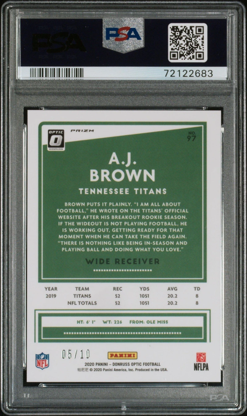 2020 Panini Donruss Optic 97 A.j. Brown Gold PSA 9