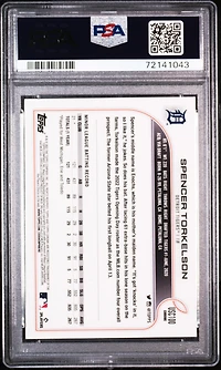 2022 Topps Chrome Update Usc100 Spencer Torkelson Purple Refractor PSA 10