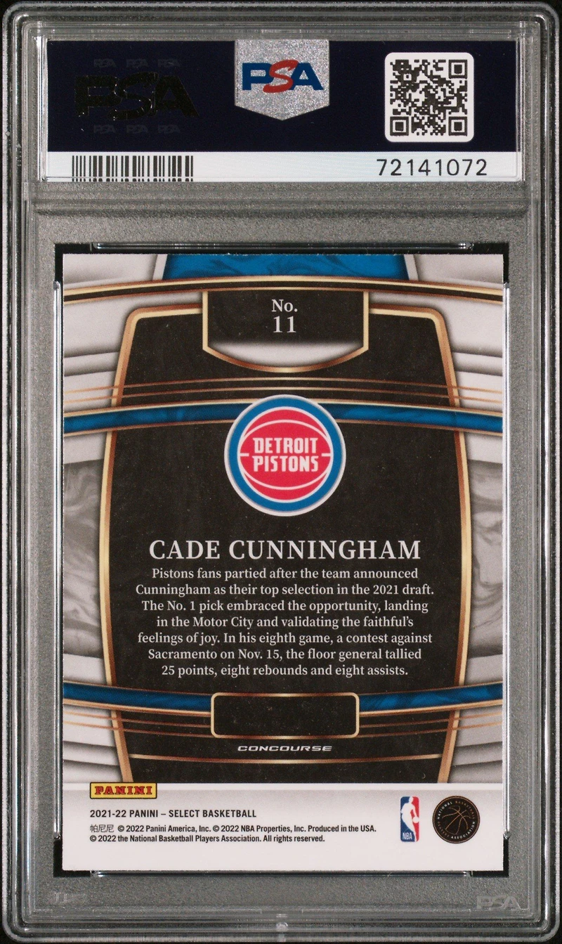 2021 Panini Select 11 Cade Cunningham Blue PSA 9