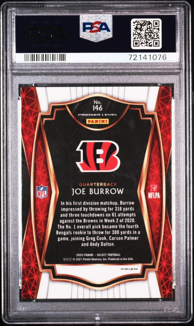 2020 Panini Select 146 Joe Burrow Silver Prizm PSA 9
