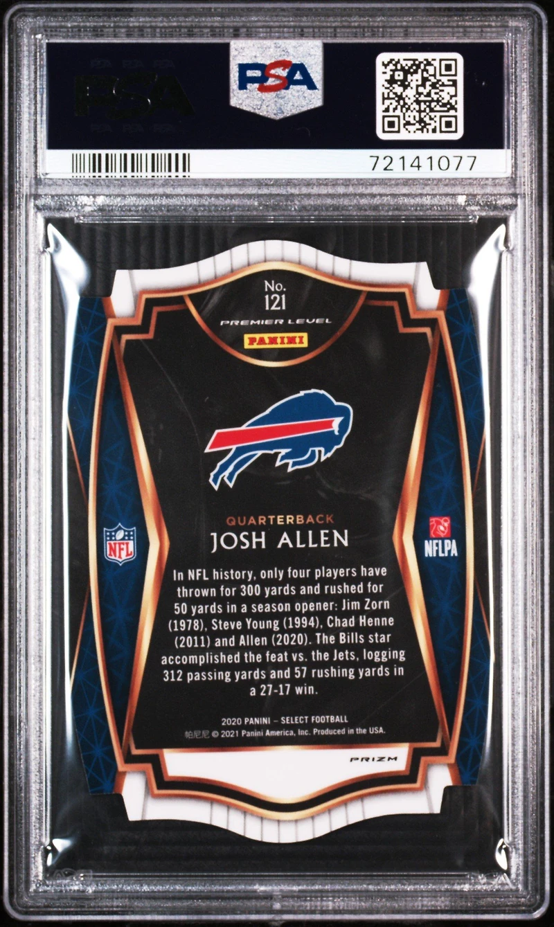 2020 Panini Select 121 Josh Allen Die-cut Blue Prizm PSA 10