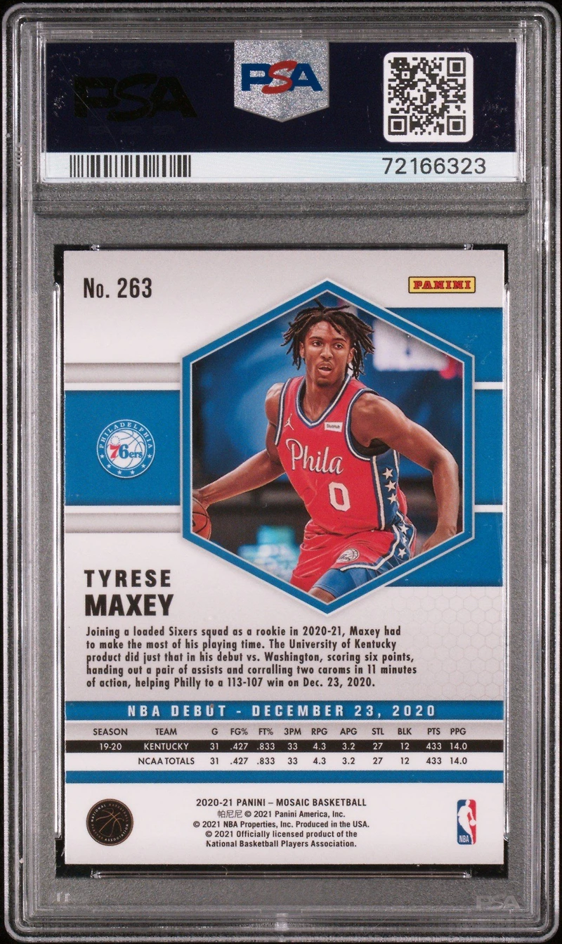 2020 Panini Mosaic 263 Tyrese Maxey Mosaic PSA 9
