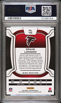 2022 Panini Certified 112 Drake London Mirror Red PSA 10