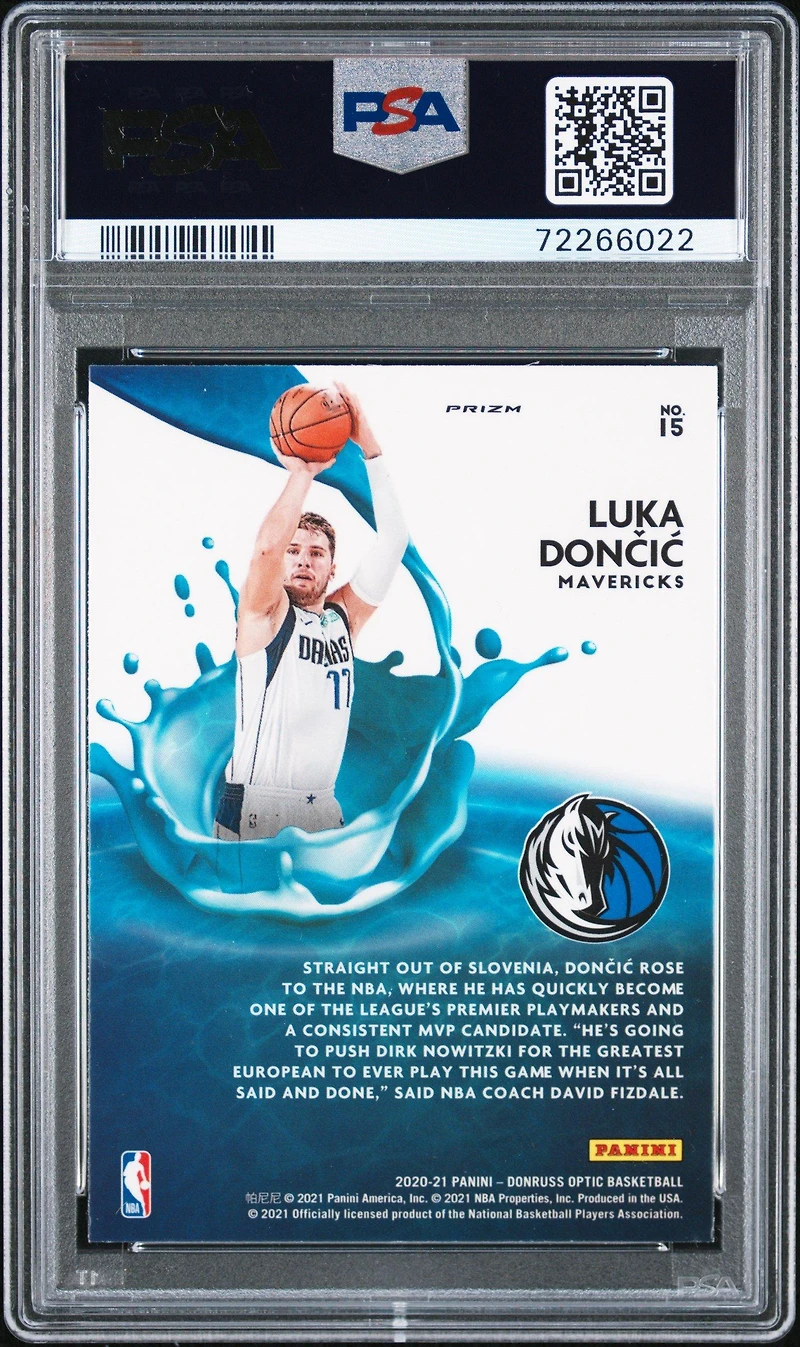2020 Panini Donruss Optic Splash! 15 Luka Doncic PSA 10