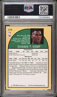 1990 Hoops 279 Shawn Kemp PSA 9