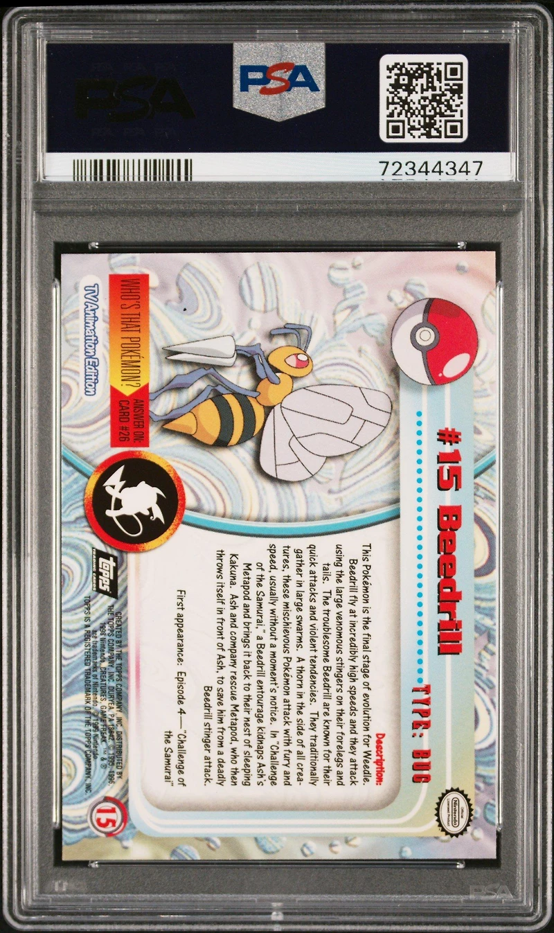 1999 Topps Pokemon Tv 15 Beedrill Foil PSA 10