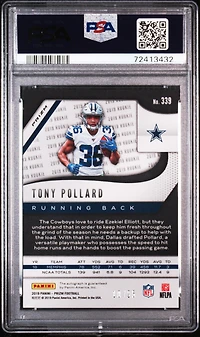 2019 Panini Prizm 339 Tony Pollard Autograph-camo Prizm PSA 9