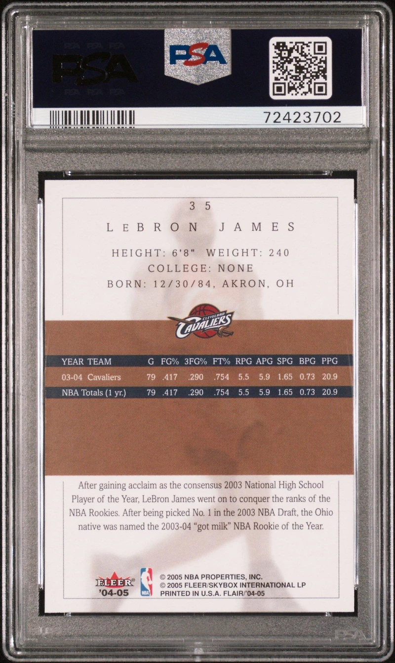 2004 Flair 35 Lebron James PSA 10