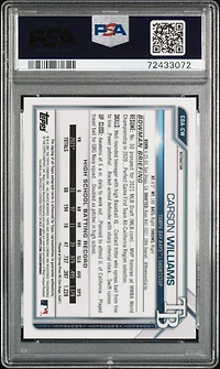 2021 Bowman Draft Chrome Draft Pick Autographs Cdacw Carson Williams Refractor PSA 9