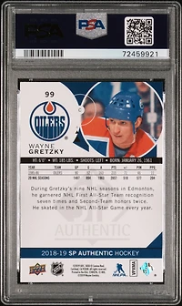 2018 Sp Authentic 99 Wayne Gretzky PSA 10