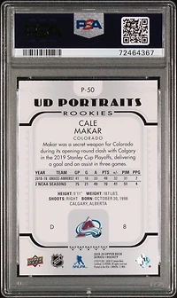 2019 Upper Deck Portraits P-50 Cale Makar PSA 10