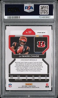 2021 Panini Prizm 337 Ja’marr Chase Neon Green Pulsar PSA 10