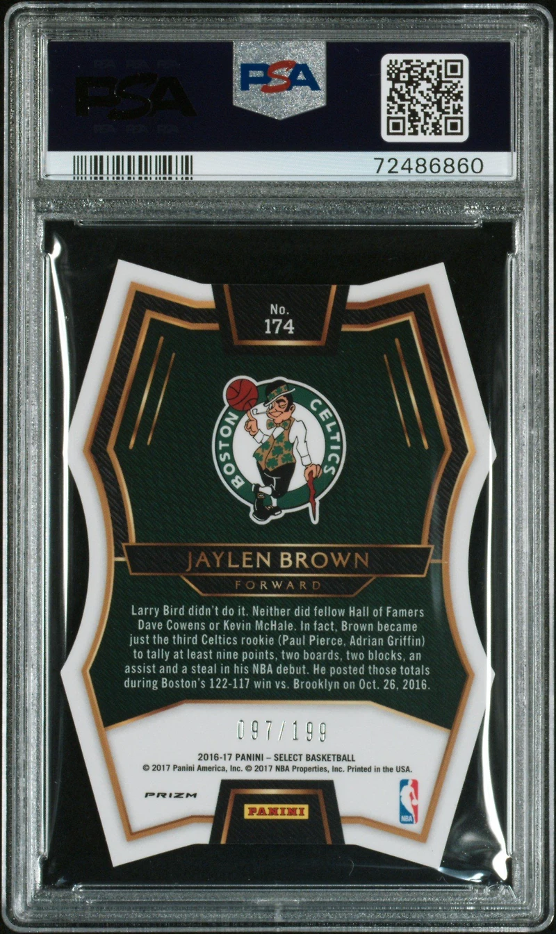 2016 Panini Select 174 Jaylen Brown Die-cut Light Blue Prizm PSA 9