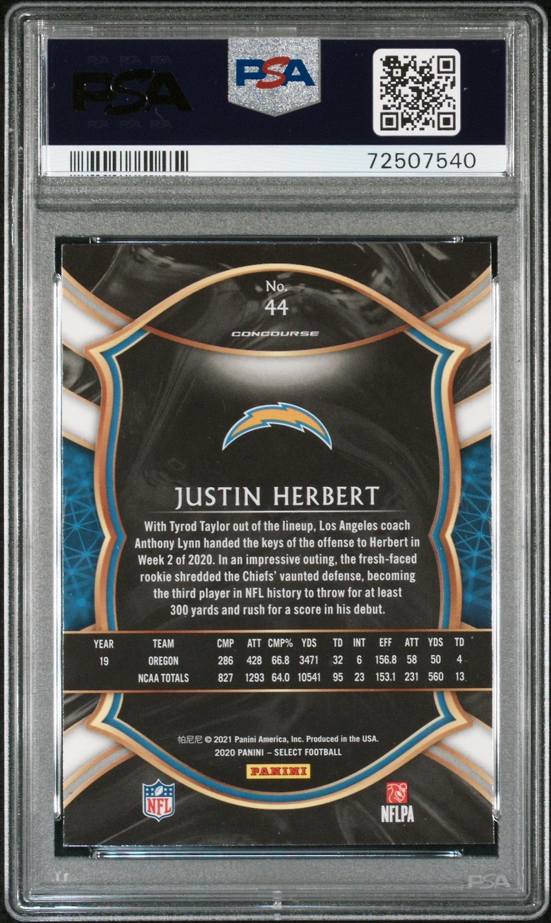 2020 Panini Select Justin Herbert PSA