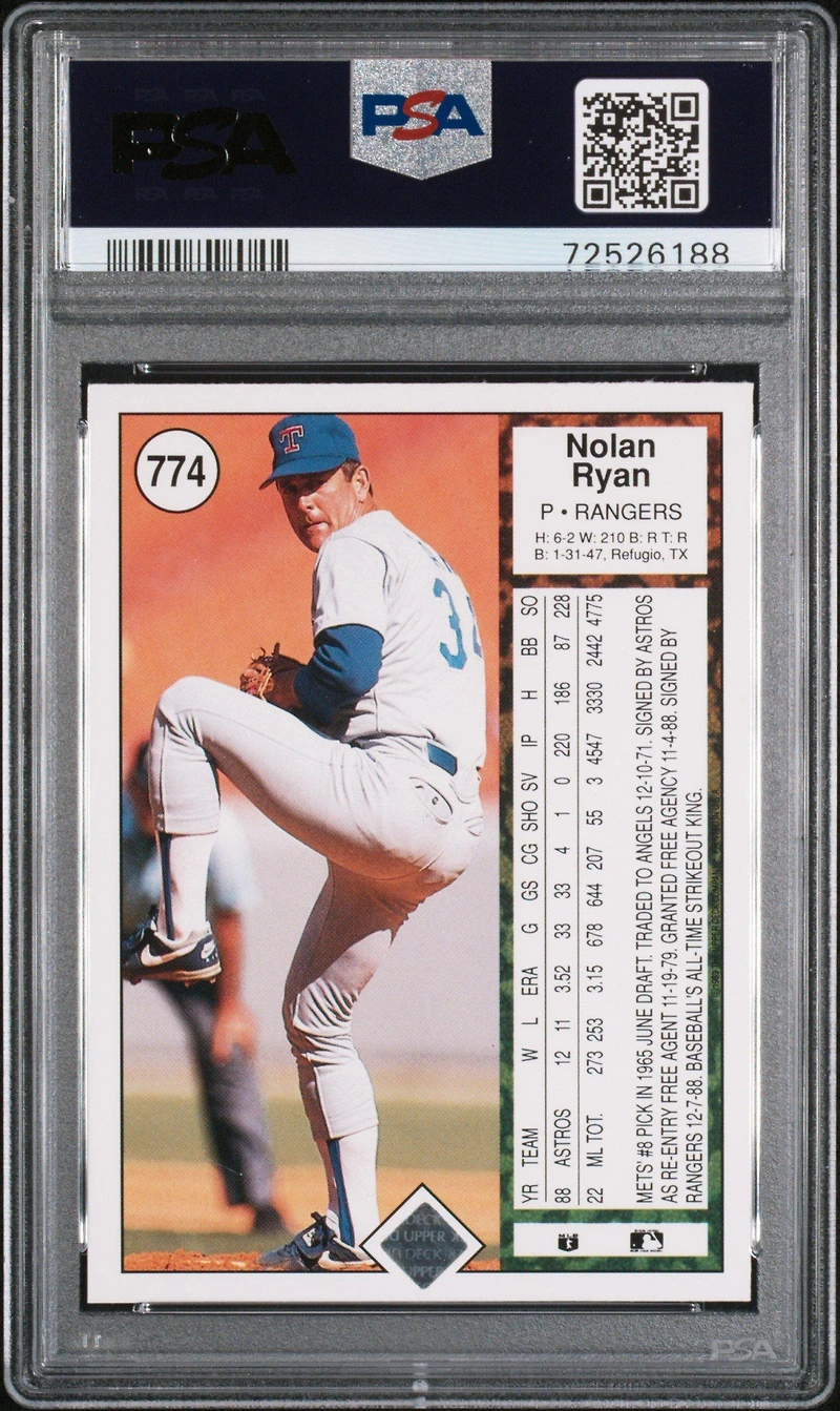 1989 Upper Deck 774 Nolan Ryan PSA 9