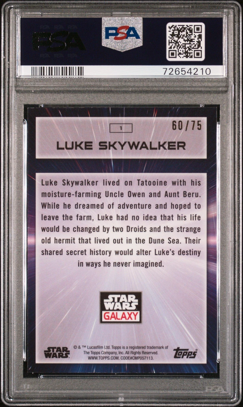 2022 Topps Chrome Star Wars Galaxy 1 Luke Skywalker Prism Refractor PSA 9