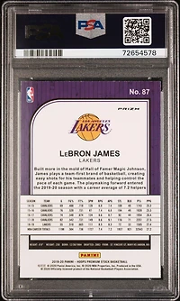 2019 Panini Hoops Premium Stock 87 Lebron James Purple Disco PSA 9