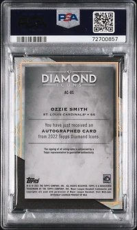 2022 Topps Diamond Icons Autographs Acos Ozzie Smith PSA 9