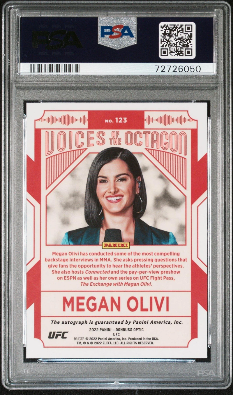 2022 Panini Donruss Optic Ufc 123 Megan Olivi Signature PSA 10