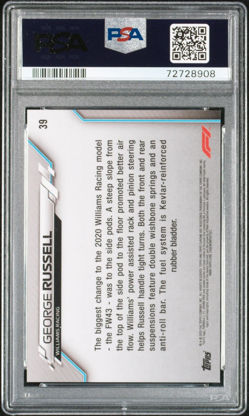 2020 Topps Chrome Formula 1 Sapphire Edition 39 George Russell PSA 10