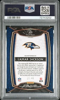 2020 Panini Select 203 Lamar Jackson Red Prizm PSA 10