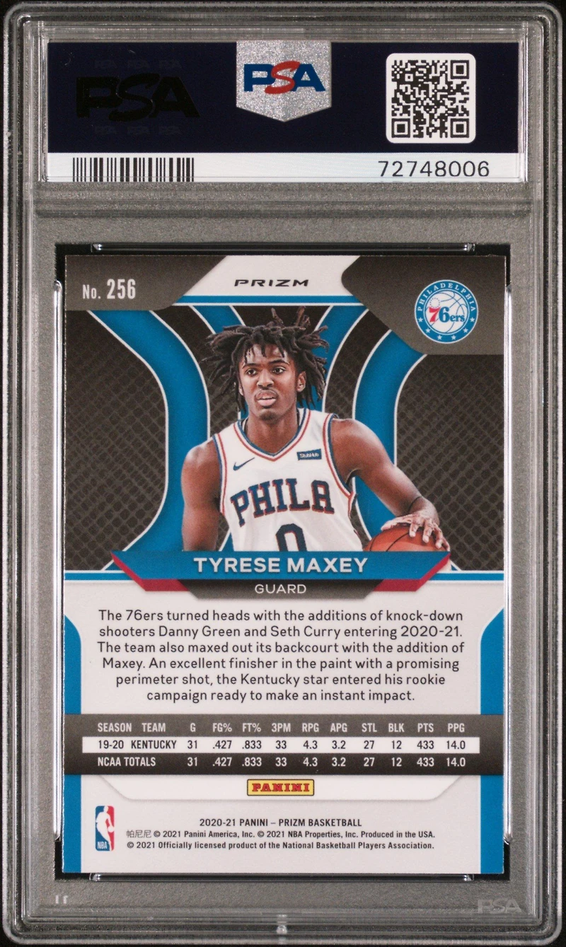 2020 Panini Prizm 256 Tyrese Maxey PSA