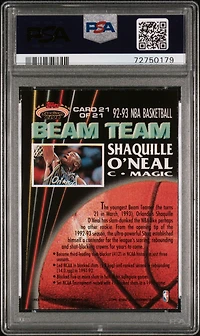 1992 Stadium Club Beam Team 21 Shaquille O'neal Members Only PSA 8