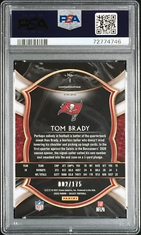 2020 Panini Select 1 Tom Brady Blue Prizm PSA 9