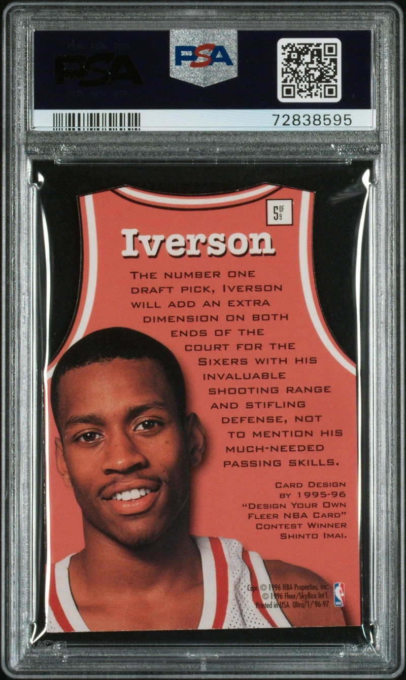 1996 Ultra Fresh Faces 5 Allen Iverson PSA 8