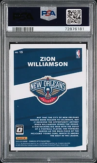 2019 Panini Donruss Optic My House! 15 Zion Williamson PSA 10