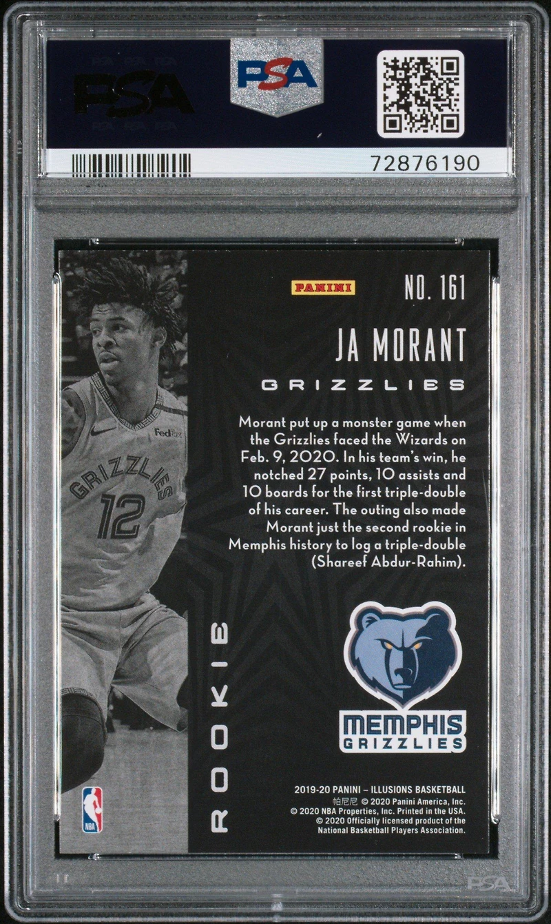 2019 Panini Illusions 161 Ja Morant Trophy Collection Sapphire PSA 10